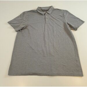 Vuori Men's Performance Knit Twill Polo Shirt Stretch Short Sleeve Gray Sz Large